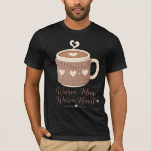 Camiseta Caneca Quente Coração Quente Xícara De Café Tecida