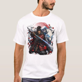 Camiseta Caneca Samurai e Lobo Branco | Fantasia de Guerrei