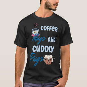 Camiseta Canecas De Café Fofas E Design Clássico De Pugs Fo