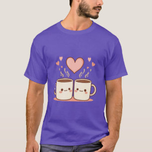 Camiseta Canecas de Café Kawaii Fofas no Amor - Doce He