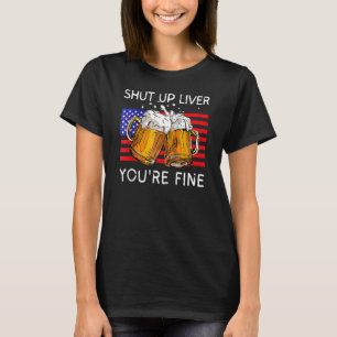 Camiseta Canecas de cerveja 4 de julho cale a boca fígado v