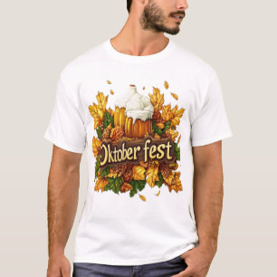 Camiseta Canecas de Cerveja Espumante com Folhas de Bordo d