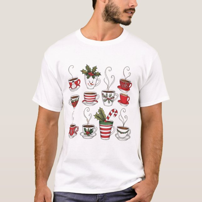 Camiseta Canecas engraçadas de chá no natal  (Frente)