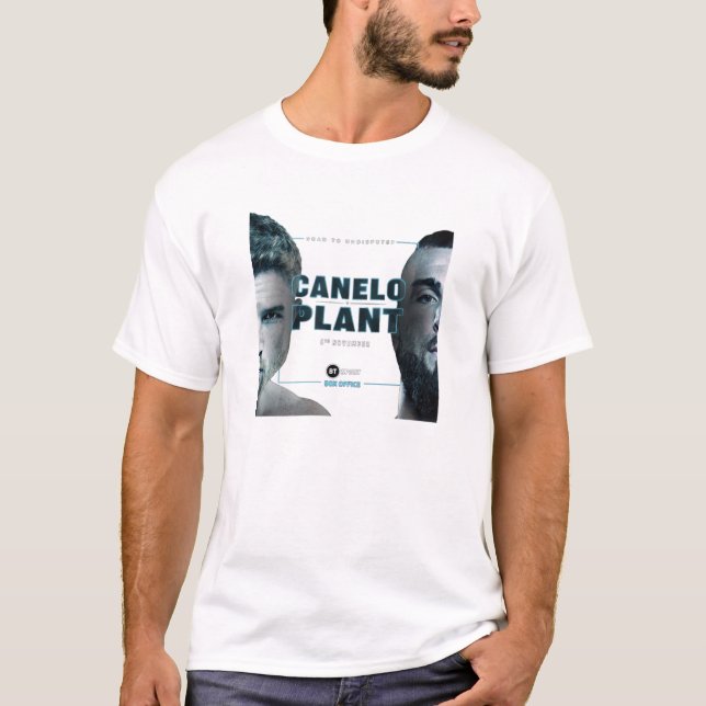 Camiseta Canelo Alvarez vs Caleb Plant brigando boxe (Frente)