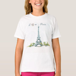 Camiseta Caneta da torre Eiffel e esboço de tinta | Love Pa