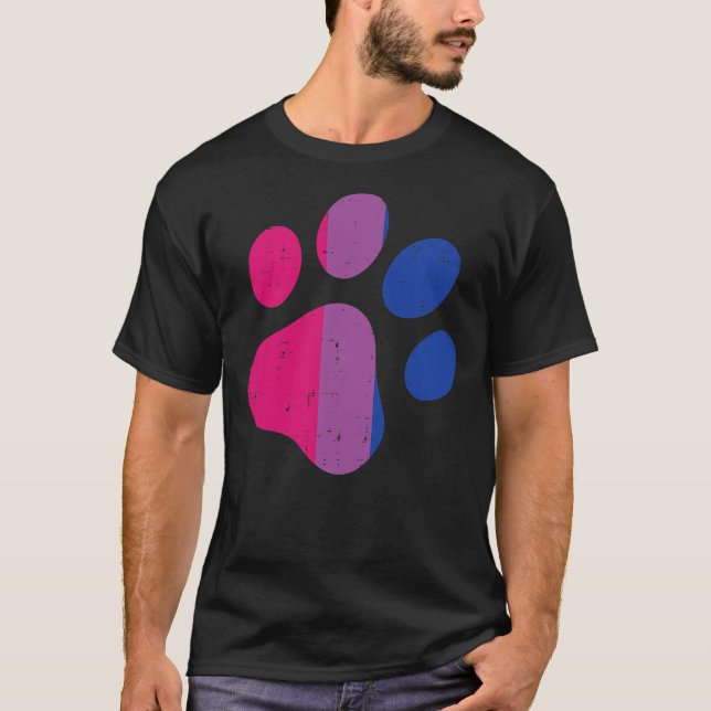 Camiseta Caneta de Cães Imprime LGBTQ Bandeira Bissexual Or (Frente)