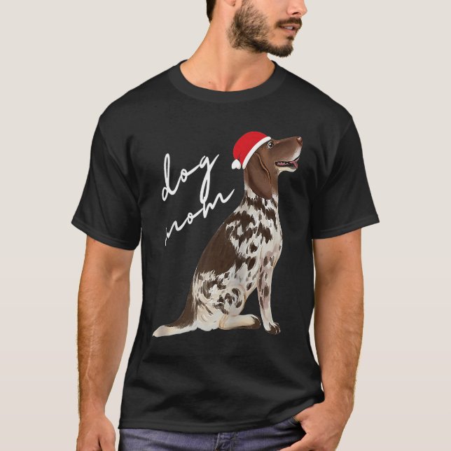 Camiseta Caneta de Inglês Branco e Fígado Cachorro de Natal (Frente)