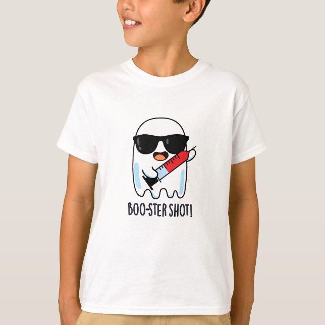 Camiseta Caneta de Vacina Fantasma Engraçado com Boo-ster (Frente)