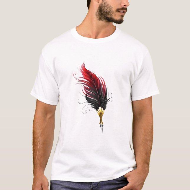 Camiseta Caneta pena vermelha com ponta de ouro (Frente)