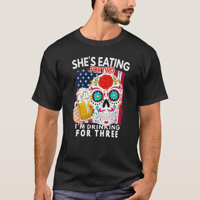 Camiseta Canetas Comendo Para 2 Im De Bebendo Para 3 Gravid (Frente)