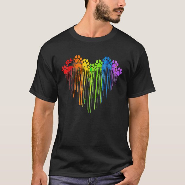 Camiseta Canetas de Cachorro Arco-Íris Cachorro Lover Orgul (Frente)