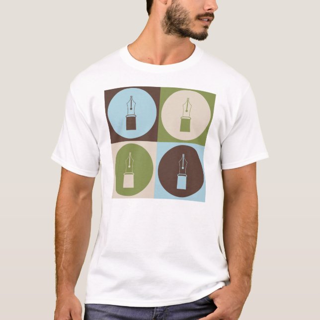 Camiseta Canetas de fonte do pop art (Frente)