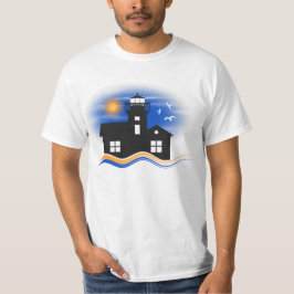 Camiseta Canetas de proteção do litoral azul pretas e amare