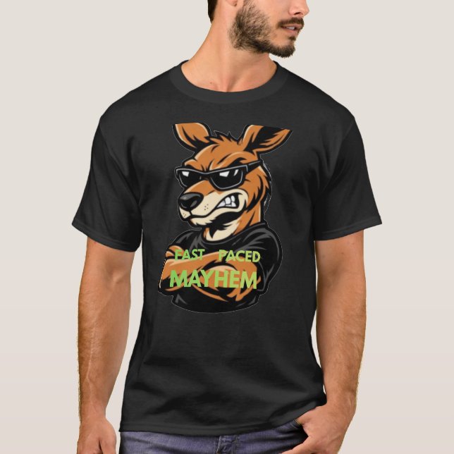 Camiseta Canguru Bravo Com Óculos De Sol Caos Em Alta Veloc (Frente)