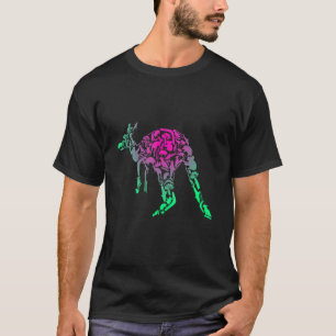 Camiseta Canguru de pintura colorida animal australiana