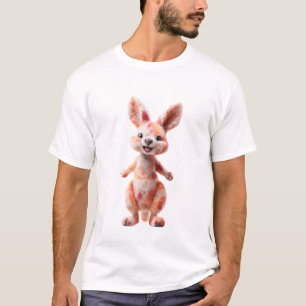 Camiseta Canguru Laranja Fofo Gráfico para Homens Alegre