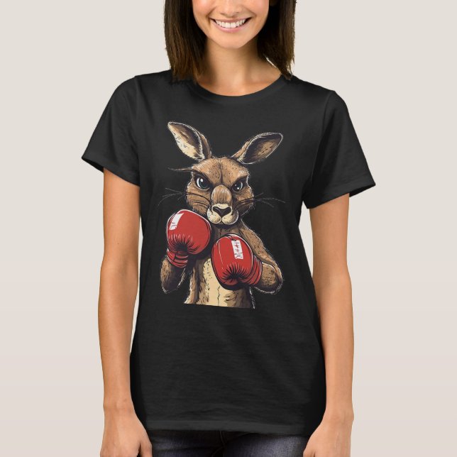 Camiseta Canguru Louco Com Luvas De Boxing Para Um Almoço S (Frente)