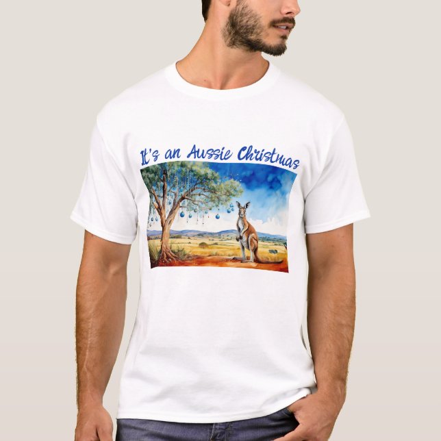 Camiseta Canguru sob a gomeira com enfeites de Natal (Frente)