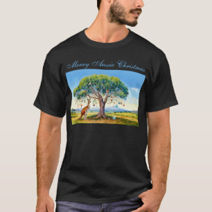 Camiseta Canguru sob a gomeira com enfeites de Natal