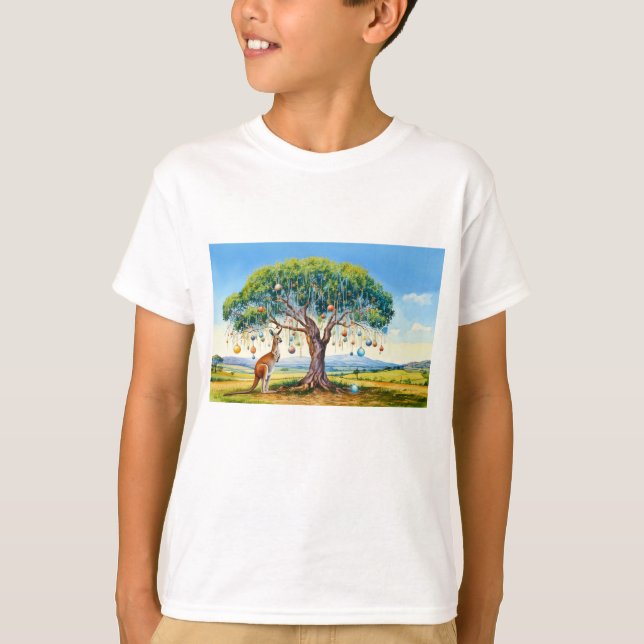 Camiseta Canguru sob a gomeira com enfeites de Natal (Frente)