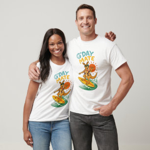 Camiseta Canguru Surfista Verão Australiano Praia G'Day Mat
