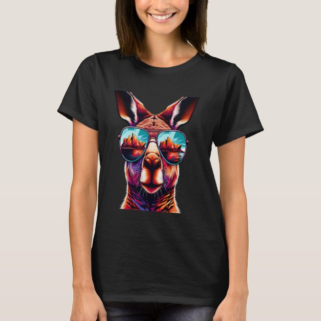 Camiseta Canguru Usando Óculos de Sol Cangurus Legais Austr (Frente)