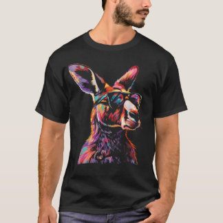 Camiseta Canguru Usando Óculos de Sol Colorido Divertido