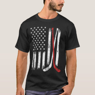 Camiseta Cânhamo de Hockey Antigo Bandeira dos EUA Jogador