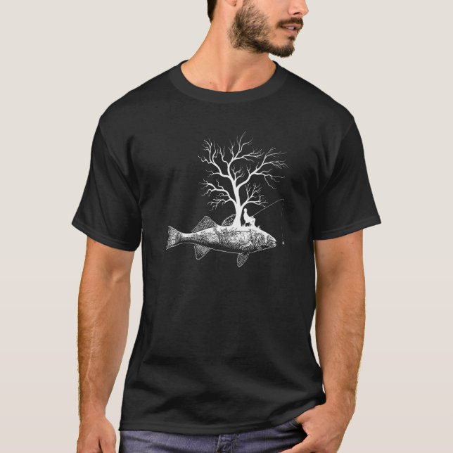 Camiseta Cânhamo Gráfico de Árvore  Peixe Sauger  1 (Frente)