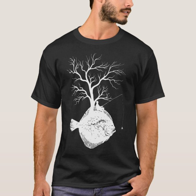 Camiseta Cânhamo Gráfico de Árvore Peixe Solha 1 (Frente)