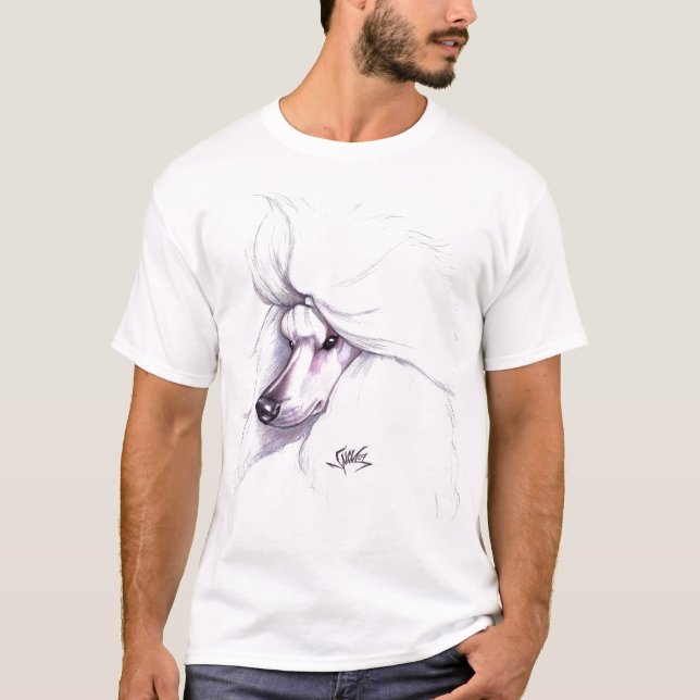 Camiseta Caniche padrão branca (Frente)