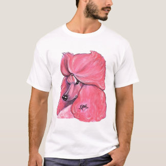 Camiseta Caniche padrão cor-de-rosa