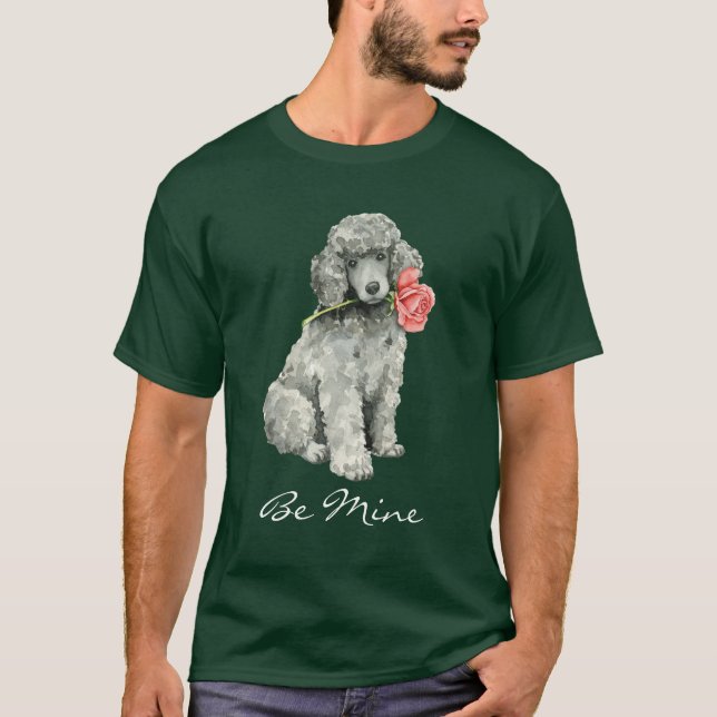 Camiseta Caniche padrão do rosa dos namorados (Frente)