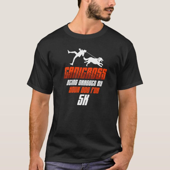Camiseta Canicross Sendo Arrastado Para Cachorro 5k Executa (Frente)