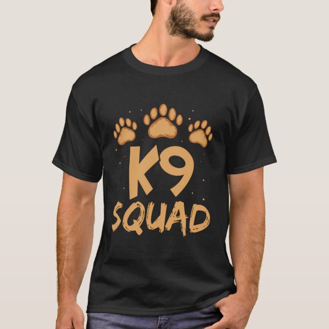 Camiseta Canino do Manipulador de Cachorros Quadrados do K9 (Frente)