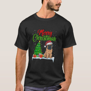 Camiseta Canino Mastiff Cão de Natal Iluminado Cachorro de