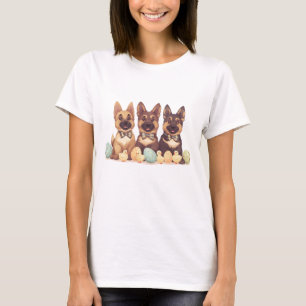 Camiseta Caninos do German shepherd da páscoa