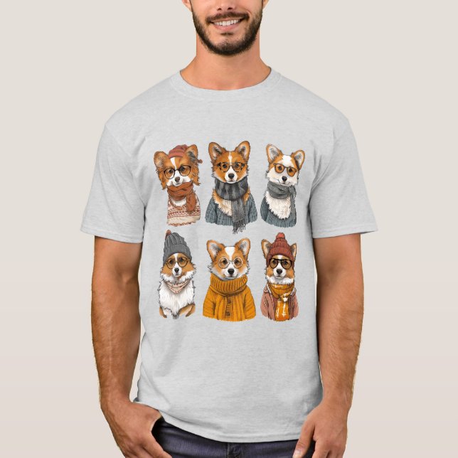 Camiseta Caninos Motivos de Welsh Corgi (Frente)
