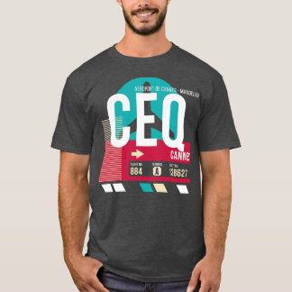 Camiseta Cannes França CEQ Airport Code Etiqueta de bagagem