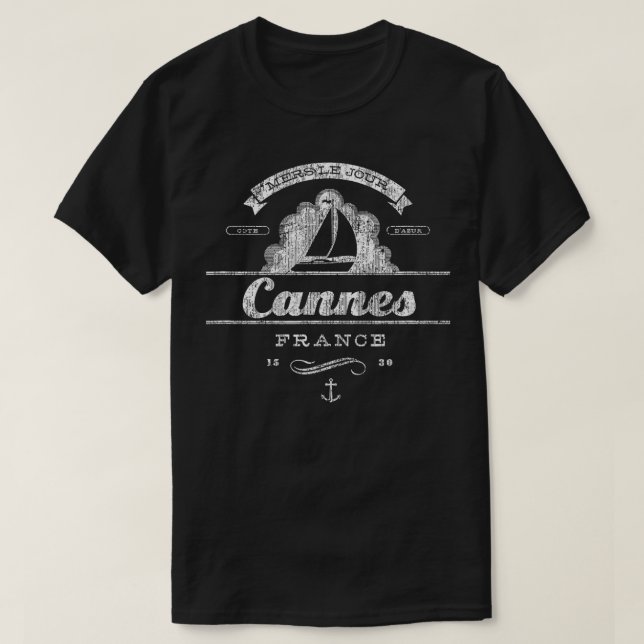 Camiseta Cannes Sailboat Vintage Náutica Throwback (Frente do Design)