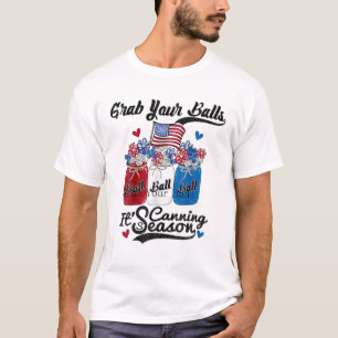 Camiseta Canning 4 De Julho Flag America Balls Flower Jar