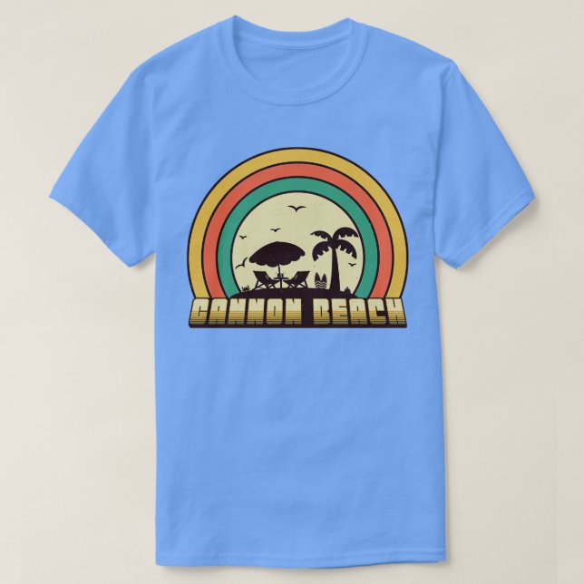 Camiseta Cannon Beach Vintage Retro Sunset Estilo (Frente do Design)