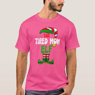 Camiseta Cansada Mãe Elf Pajama Correspondente Grupo de Nat