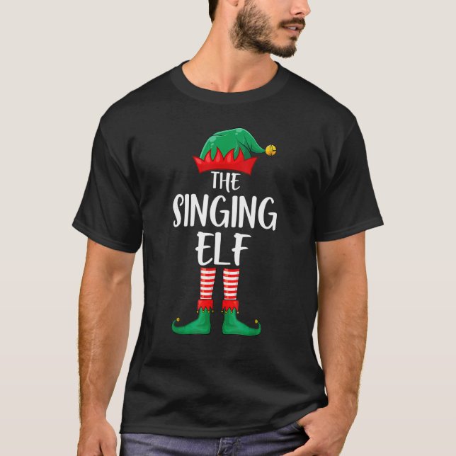 Camiseta Cantando Elf Matching Group Engraçado Natal (Frente)