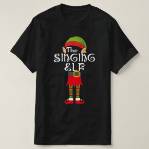 Camiseta cantando família de elfos combinando com o Natal