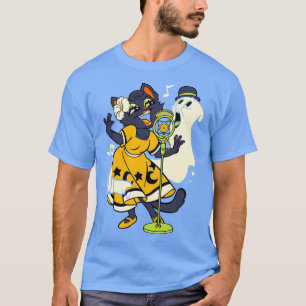 Camiseta Cantando Fantasma Preto do Halloween