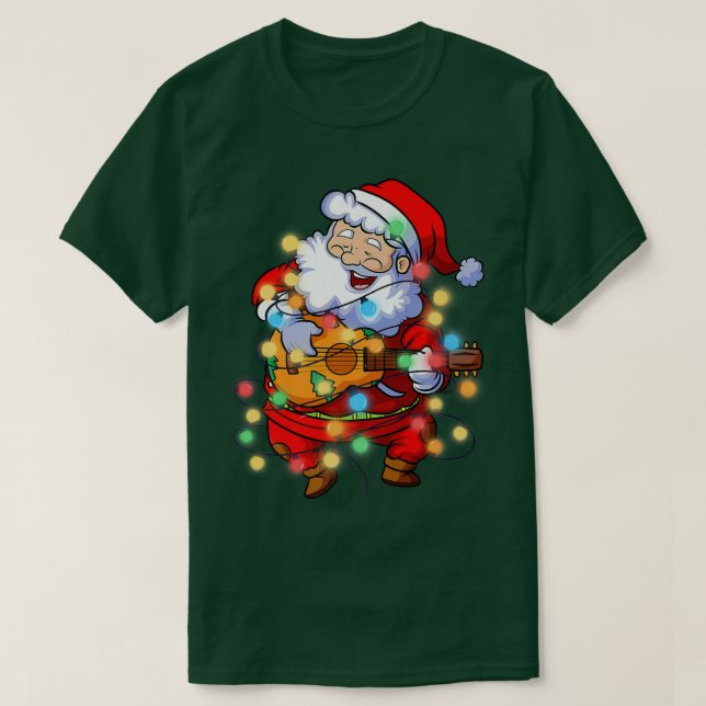 Camiseta Cantando guitarra de Papai noel para Meninas Árvor (Frente do Design)