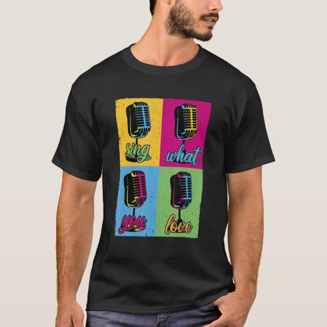 Camiseta cantando o que você ama de música Microfone (Frente)
