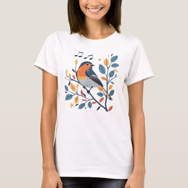 Camiseta Cantando Pássaro na Branch T-Shirt - Nature & Musi (Frente)