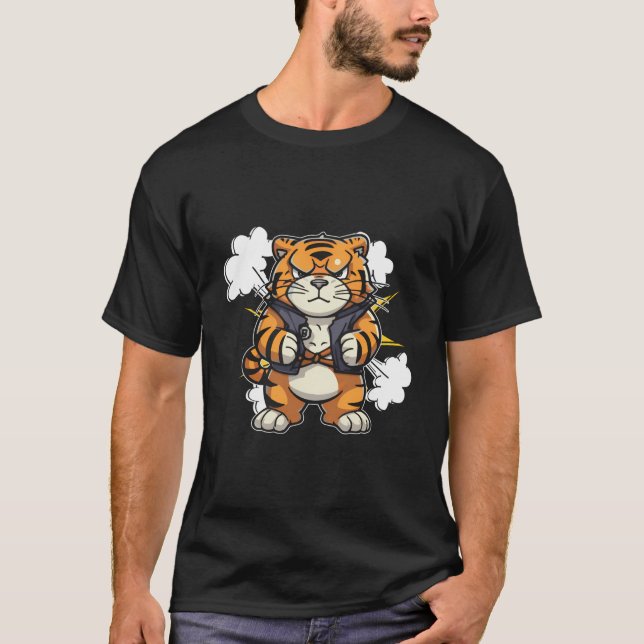 Camiseta Cantando Selva de Animais Selvagens Tiger (Frente)